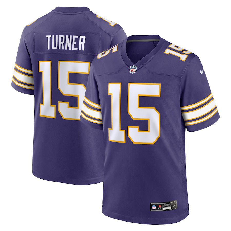 Men Minnesota Vikings #15 Dallas Turner Nike Purple Alternate Game NFL Jersey